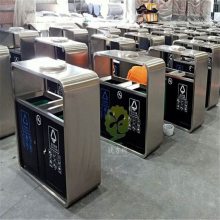烟台 大号分类垃圾桶 防腐木钢木环卫垃圾桶 稳固大容量