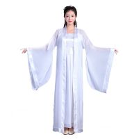 古裝漢服女中國風(fēng)廣袖白色小龍女仙女雪紡連衣裙日常改良齊胸襦裙