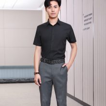 江门男短袖商务修身韩版衬衫男短袖汽修工作服