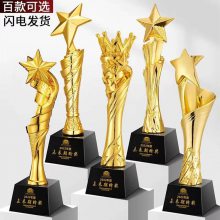 武汉奖杯奖牌定制，镀金树脂奖杯，三好学生奖杯，大拇指五角星奖杯，深圳奖杯定制