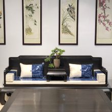 国色天姿紫光檀素面罗汉沙发工艺如绸似缎