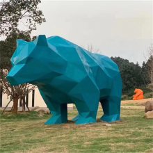 不锈钢北极熊雕塑 切面几何大型动物景观公园小区装饰摆件 永景园林