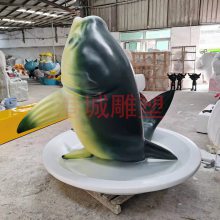 青岛大头鱼雕塑模型 餐饮店形象玻璃钢仿真大鱼头