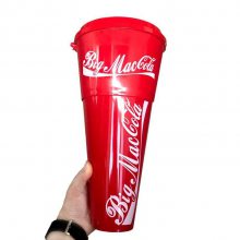 创意可乐塑料杯定制 抖音可乐吸管杯 零食爆米花广告杯定做logo 塑胶杯