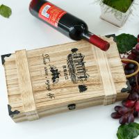 雙支裝燒色葡萄酒木盒禮品盒現(xiàn)貨雙只桐木翻蓋紅酒盒帶鎖扣酒盒