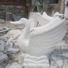 汉白玉天鹅喷水摆件 水池景观摆件天鹅 白天鹅雕塑