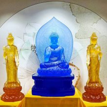 深圳古法琉璃佛像工艺品，寺庙琉璃佛像定制，大号琉璃佛像药师七佛观音琉璃工艺品
