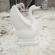 汉白玉天鹅喷水摆件 水池景观摆件天鹅 白天鹅雕塑