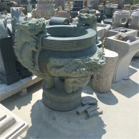 厂家批发寺庙香炉圆形祭祀香炉 佛教寺庙浮雕仿古石鼎