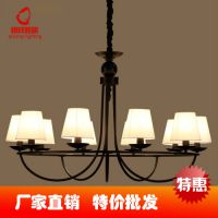 美式乡村布艺铁艺吊灯卧室书房餐厅创意装饰灯客厅装修吊灯批发