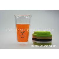 玻璃花茶杯咖啡杯饮料杯带硅胶盖 泡茶杯带过滤茶杯 办公杯带盖