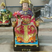 九天圣母娘娘彩绘神像 九天玄女娘娘 贴金雕塑 九天玄母天尊实物图