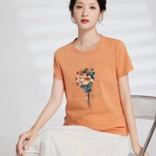 纯棉T恤女妈妈短袖 美颜子夏季宽松显瘦新款中国风中年女装气质上衣