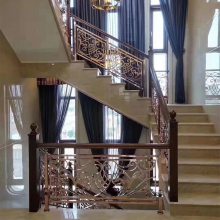 吉 林家居设计别墅订做铝艺楼梯装饰 铜平台栏杆安装fs-322