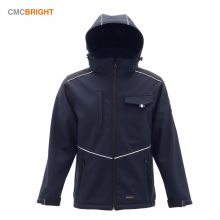 添星 软壳夹克 J22002 复合面料工装防风保暖防水拉链反光条 深蓝色