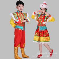 儿童蒙古族表演服蒙古舞蹈服女男童服装舞台演出服少数民族服批发