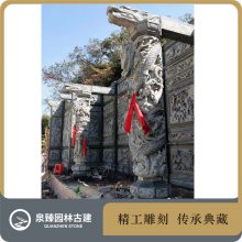成品石雕龙柱 庙宇青石镂空龙柱 宗祠石材龙柱装饰 泉臻石刻