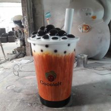 玻璃钢茶杯雕塑 仿真杯子模型树脂纤维咖啡杯雕塑 港城雕塑