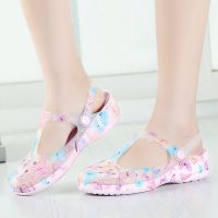 新款学生果冻镂空变色韩版百搭夏季底鞋2017花园洞洞纯色鞋女厚