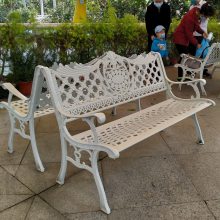 江苏盐城户外公园椅带靠背扶手欧式雕花户外铸铝公园椅