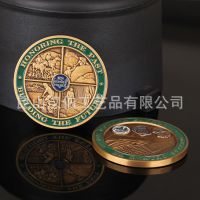 厂家定制 外贸金属纪念章 立体浮雕纪念章 双面雕刻古色纪念币