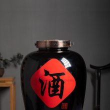 高温烧制瓷器酒坛子50斤100斤 小酒瓶定做厂 黑釉200斤存酒缸