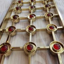 做旧仿紫铜不锈钢屏风 新中式古典金属镂空花格