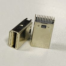 MINIDP夹板1.2/1.6公头DispalyPort高清接口插头 20P夹板插头 米黄耐温 镀镍
