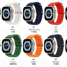 厂家定制适用iwatch8UItra苹果手表applewatch新款双扣硅胶海洋表带