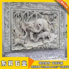 鹤鹿同庆浮雕 青石材料 园林户外石雕壁画 寺庙雕花背景墙