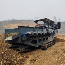 移动式滚轴分离机 泥石筛分设备 履带式建筑垃圾筛分机