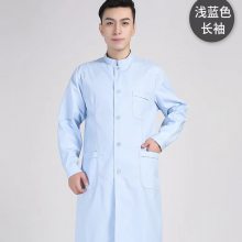 白大褂男医生长袖大码医师服加厚冬季短袖实验服蓝色护理服