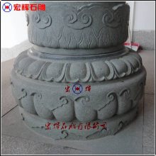 古建雕刻青石莲花柱珠(柱墩石)柱脚石圆径55厘米