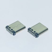 拉伸16P TYPE-C 夹板公头 间距0.8mm 带接地脚 有台阶