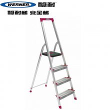 美国 WERNER/稳耐 L234-5CN 宽大站立平台 铝合金宽踏板家用梯