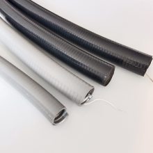 Φ8平包塑波纹软管 黑色灰色防水防油平滑PVC棉线管配六角型箱接头