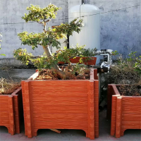 沧州优质红木色水泥花箱 长期大量供应混凝土仿木花箱