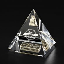 水晶金字塔透明内嵌牛年生肖金银币纪念币定制心形纪念品奖品