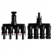 兼容MC4 T型1转4连接器 4片太阳能板并联光伏连接器 4分支5通接头连接器