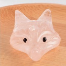 天然半宝石动物挂件 粉水晶狐狸头动物纯手工雕刻工艺品 ***