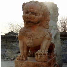 石雕狮子 迎宾石头狮子一对 传统中式石雕狮子