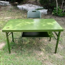 1.2米户外野战训练电脑长桌军绿色休闲便携折叠桌隔层式办公钢板桌