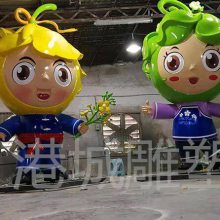 玻璃钢油菜花卡通人偶雕塑 农场菜花吉祥物娃娃雕像