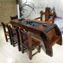 老船木茶桌椅组合办公室茶台现代新中式家具洽谈桌泡茶桌功夫茶几
