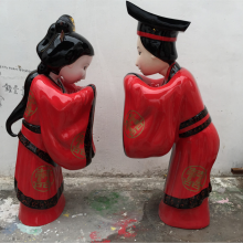 天津婚礼策划宣传形象人物雕塑 玻璃钢仿真古代新郎新娘人像雕塑