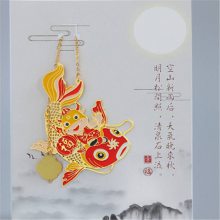 深*书签定制厂 水仙花创意书签标定做 红鲤鱼吉祥物礼品书