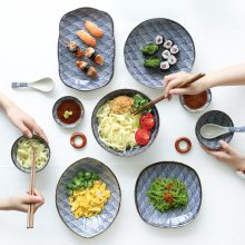 日式餐具套装 家用和风陶瓷复古日式料理餐具可微波炉陶瓷碗套装