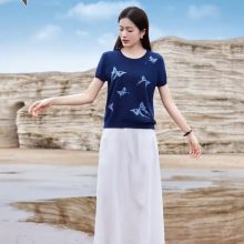 鼎成麻业夏 大码亚麻苎麻夏季上衣货源 品牌撤柜 实体店女装走份分份