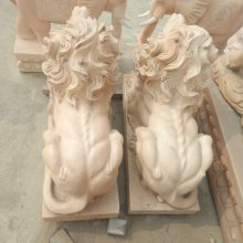 欧式狮子生产厂家/大型石雕仿真动物/欧式晚霞红走狮