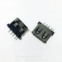 USB 短体10.0 立式插板带开关母座 A母 5PIN 直插带信号脚插座 直边卷边 黑胶 铁壳 铜